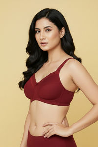 Zivame Double Layered Non Wired 3/4th Coverage Tshirt Bra - Red Dahlia — thumbnail 3